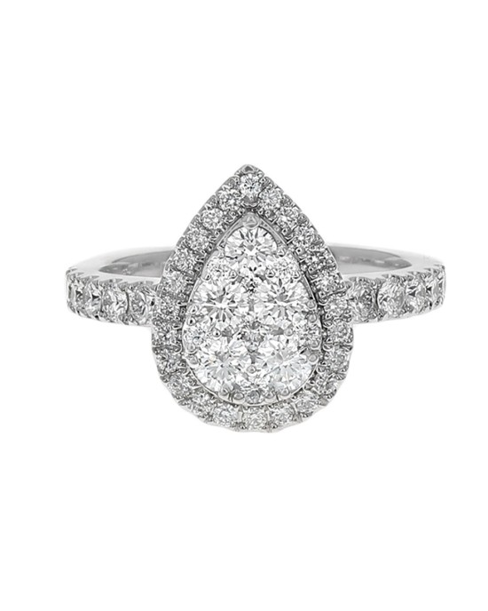 Diamond Cluster Halo Pear Shaped Ring
